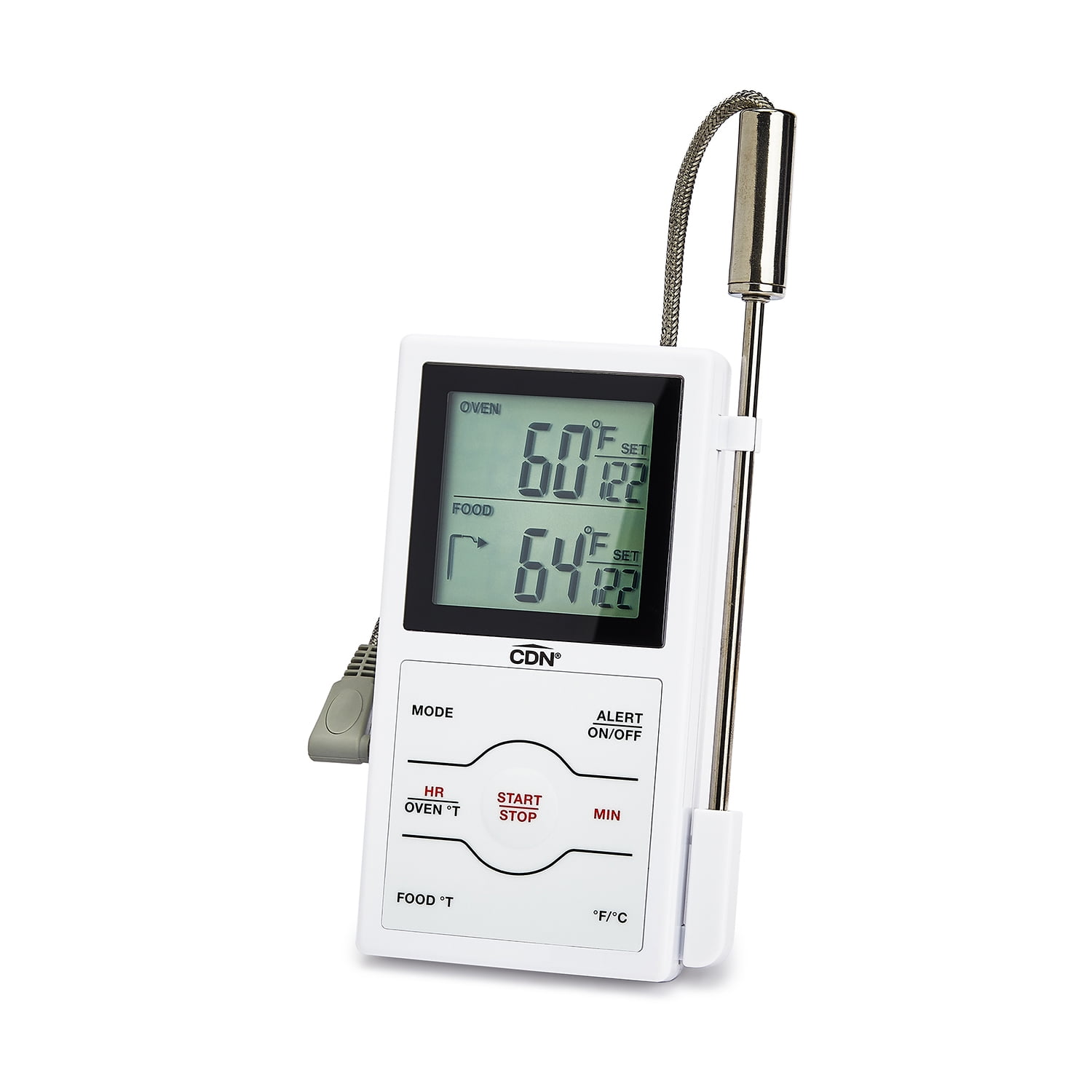 Dual-Sensing Probe Thermometer/Timer - White