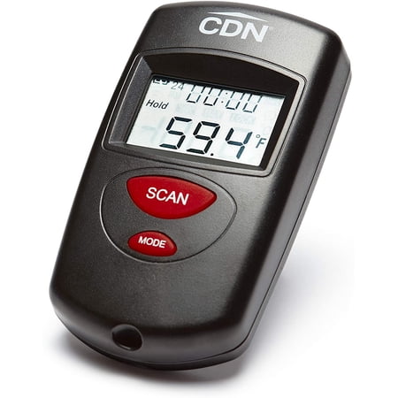 CDN 3 Function Infrared Thermometer, Timer & Clock, Easy-to-Read Display, Black