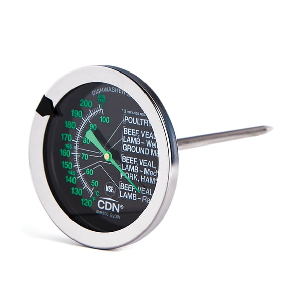 CDN Ovenproof Meat Thermometer Glow Dial | ProAccurate | 2" Easy-Read Dial | Waterproof, Recalibratable | For Oven Roasting, Poultry, Beef, BBQ | IRM200-GLOW