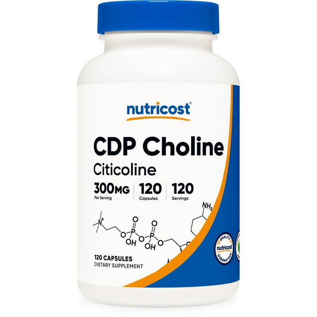CDP Choline, Citicoline, 300 mg, 120 Capsules, Nutricost