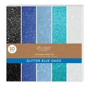 Roobee By Mara-mi Glitter Paper Pad, 12" x 12", 200 GSM, Blue Oasis Assorted Colors, 10 Sheets