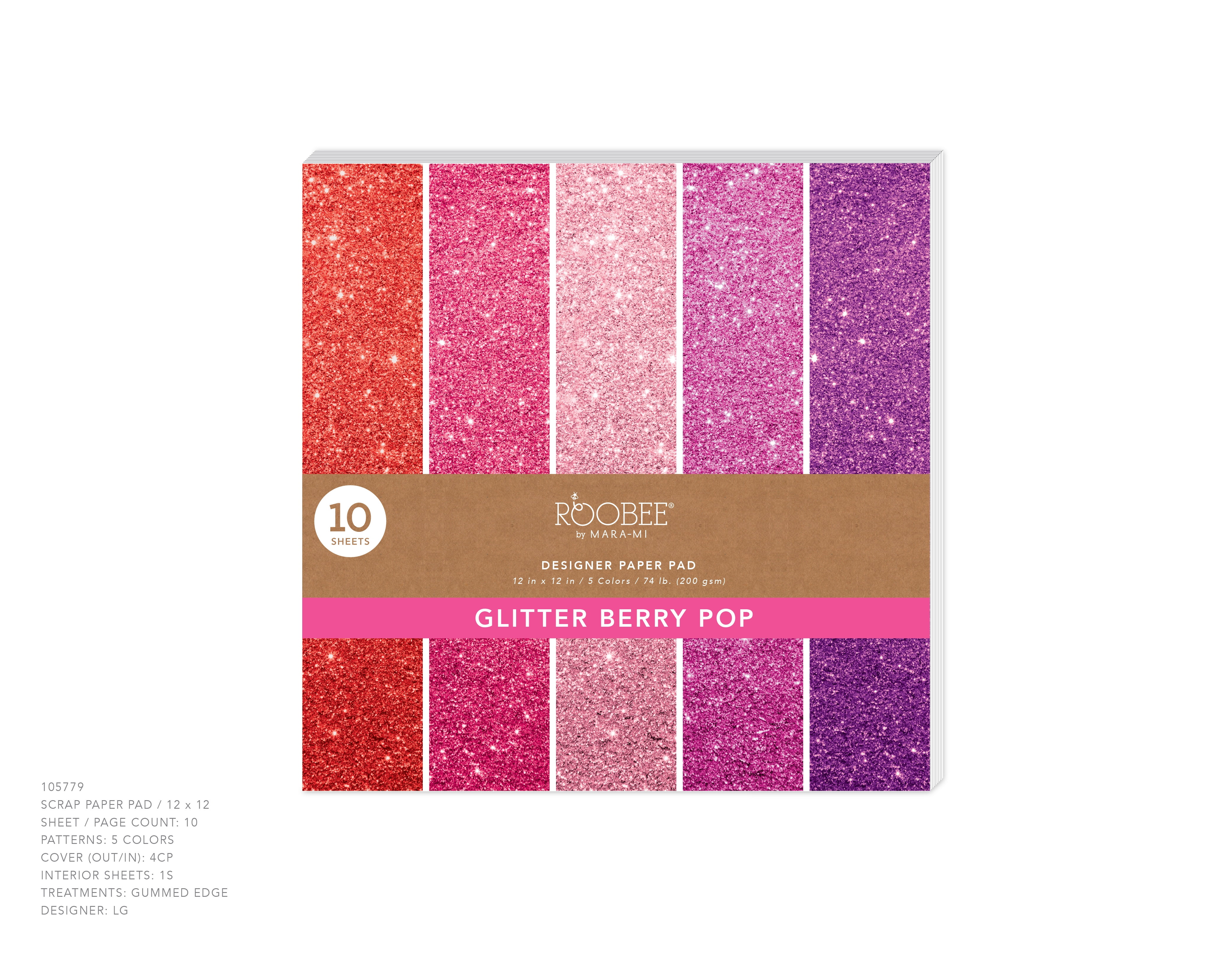 CDSTK 12X12 GLTR PINK 10CT
