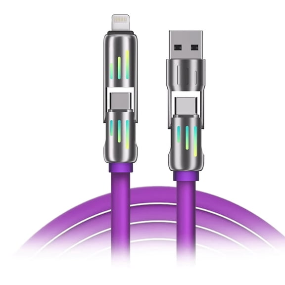CDTOU 240W 4-in-1 Retractable USB-C Charging Cable, Liquid Silicone, 1.2m, Compatible with Phones, Tablets, Laptops