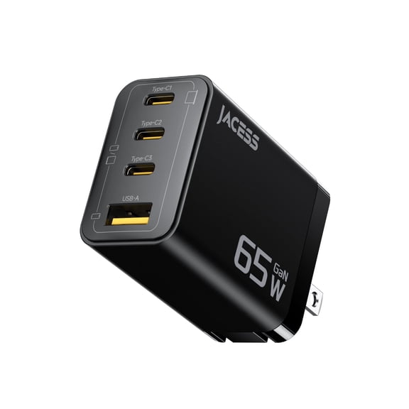 CDTOU 65W GaN Fast Charger, USB C Multi-Port Travel Charger Block, Compatible with iPhone 16/15 Plus, iPad, MacBook Air, Samsung Galaxy, Laptops