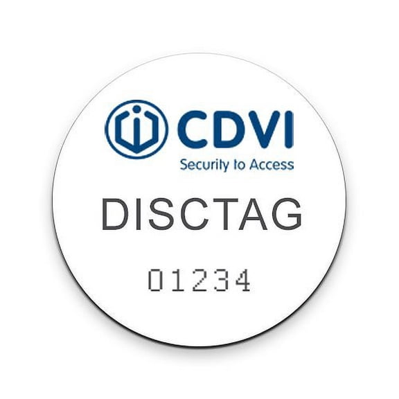 CDVI DISCTAG25 Mini PVC Adhesive Tag, 25-Pack