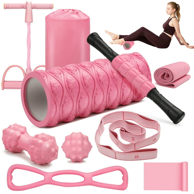 CDYWD 10 in 1 Foam Roller Set for Back Leg Pain With Stretch Strap