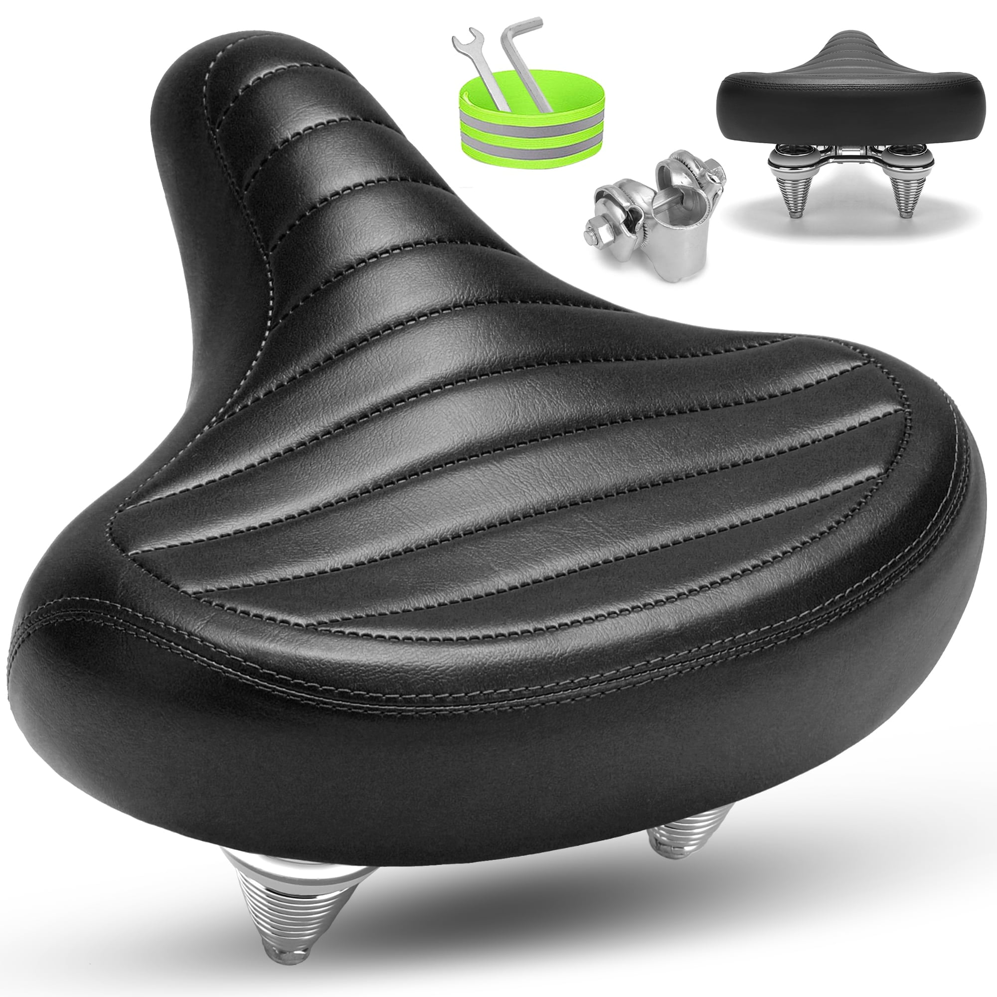 CDYWD Oversized Bike Seat for Men Women Comfort Extra Wide Bicycle Seat Cushion Comfortable Large Padded Bike Saddle Replacement for Mountain Bike City Bike Beach Cruiser Ebike Stationary Bike Walmart...