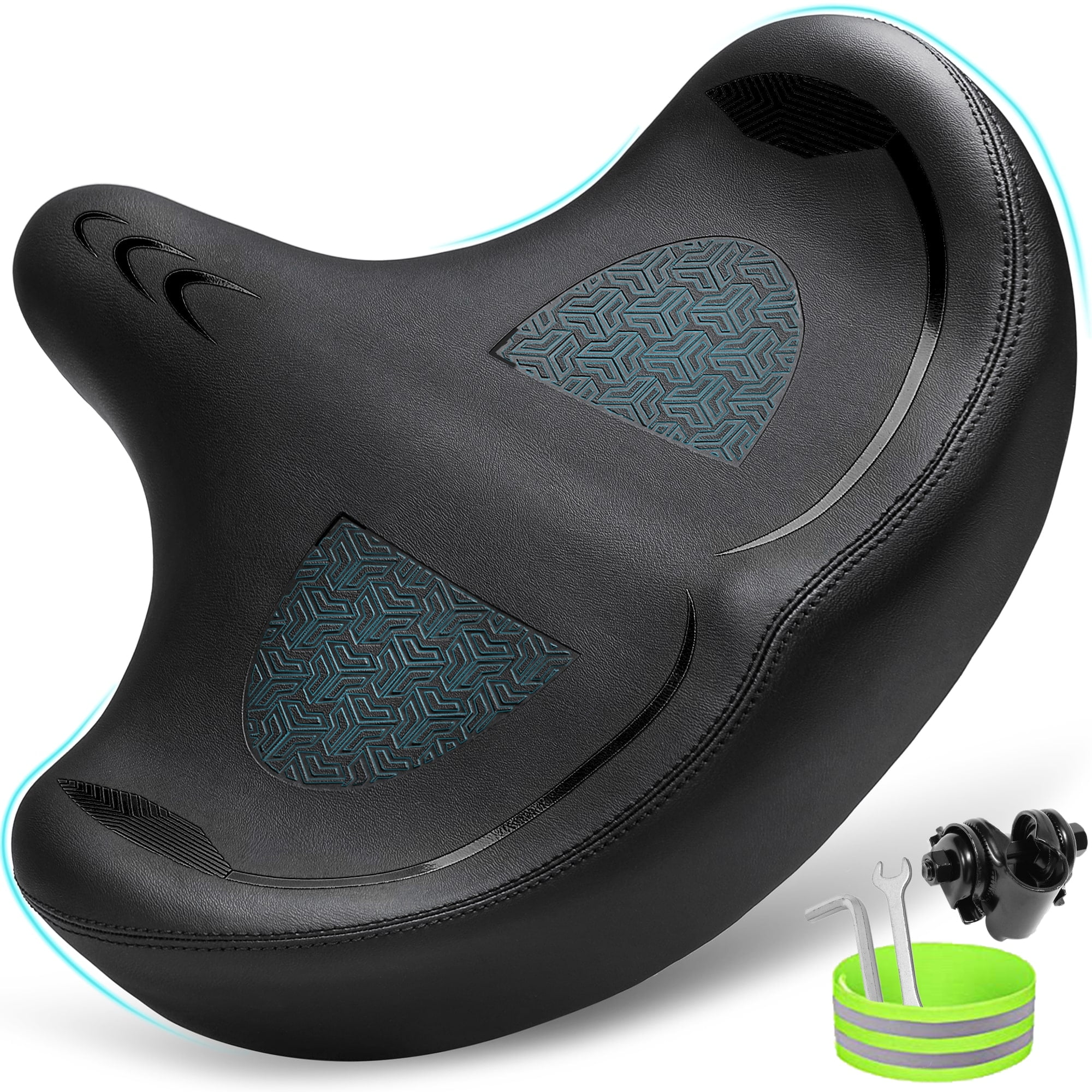YBEKI Wide Exercise Bike Seat Cover - Comfortable Bicycle Saddle Cushion Is Filled with Gel and High Density Foam to Make It More Elastic and Soft