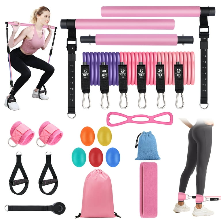  Pilates Bar Kit with Resistance Bands, Multifunctional Workout  Bar with Adjustment Buckle, 3-Section Portable Home Gym Pilates Resistance  Bar Kit for Women Full Body Workouts : Sports & Outdoors