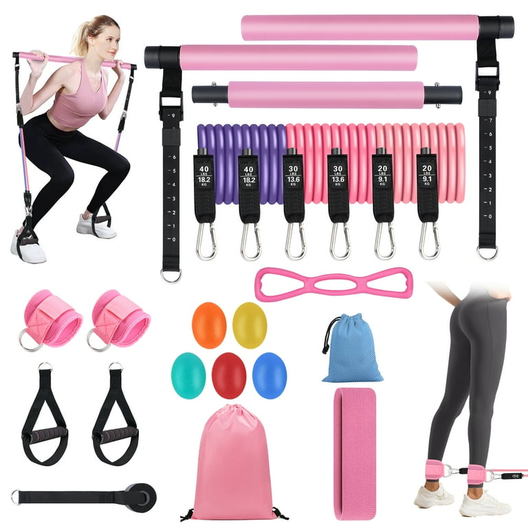 CDYWD Pilates Bar Kit with Resistance Bands for Women Men Multifunctional Portable Pilates Stick Equipment Home Gym Workouts Yoga Exercise Fitness