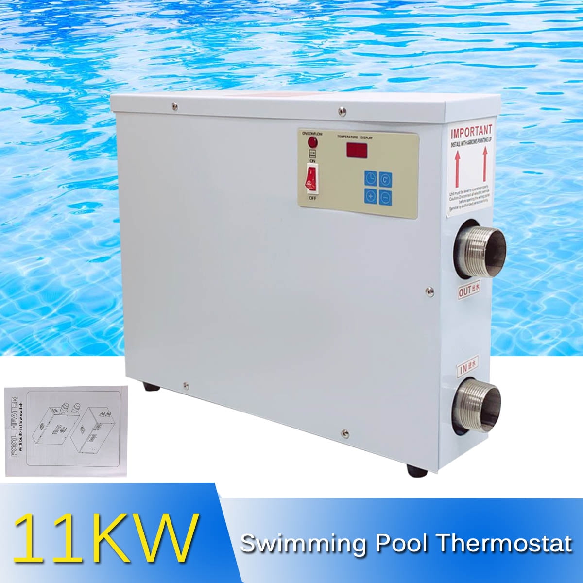 CDZHLTG 11KW 220V Electric Water Heater Pool Heater Swimming Pool SPA Hot Tub Thermostat