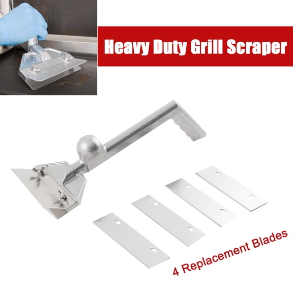 CDZHLTG Grill Scraper Heavy Duty Griddle Scraper Set with 4 Replacement Blades Flat Top Grill Accessories Griddle Cleaning Kit