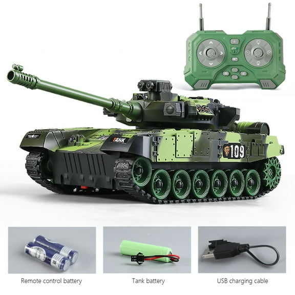 CE Camouflage 2.4G Remote Control Tank Toy For Children With 360 Rotating Turret And Led Lights