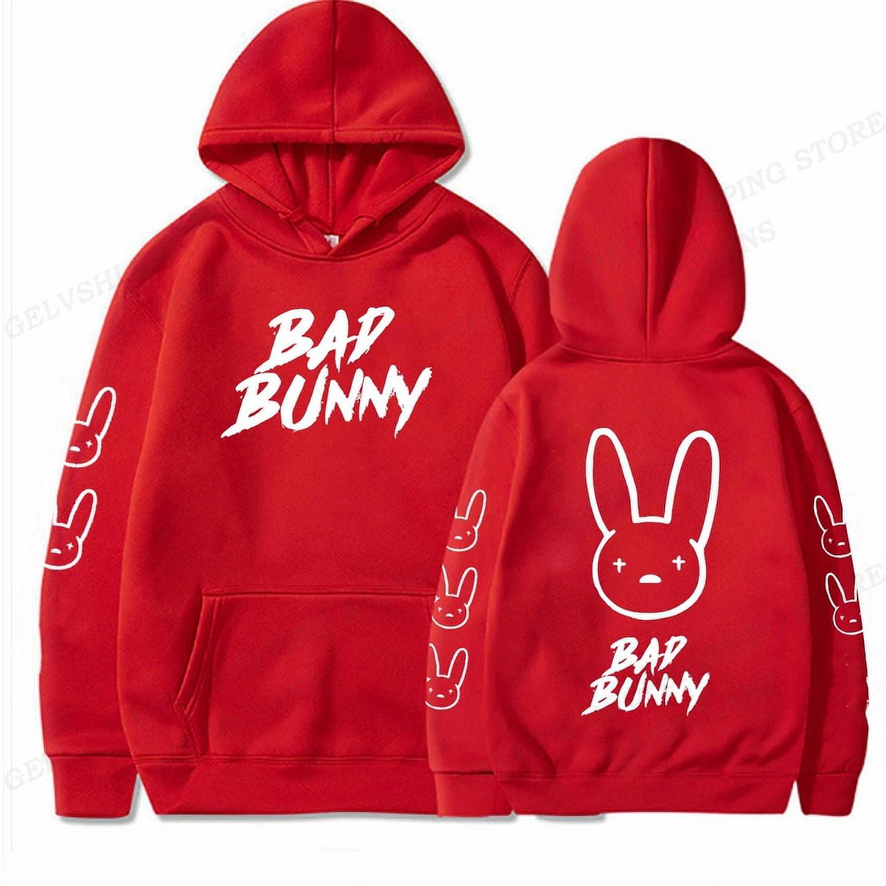 Red bad bunny hoodie outlet