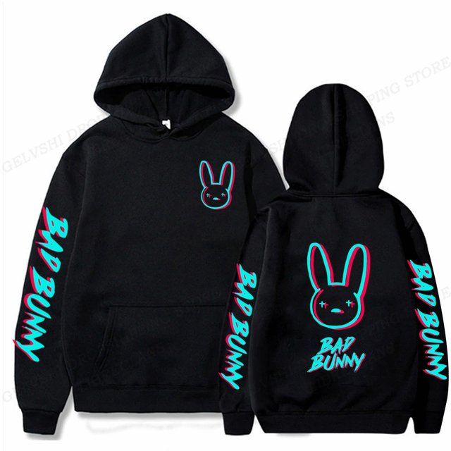 CE01 Rapper Bad Bunny Hoodies Rabbit Print Men Woman Streetwear Hip Hop