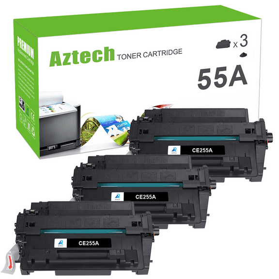 CE255A 55A 3-Pack Compatible Toner Cartridge for HP CE255A 55A for HP LaserJet P3011 P3015D P3015DN P3015X HP 500 MFP M521DN 521DW M525DN Printer Ink (Black)