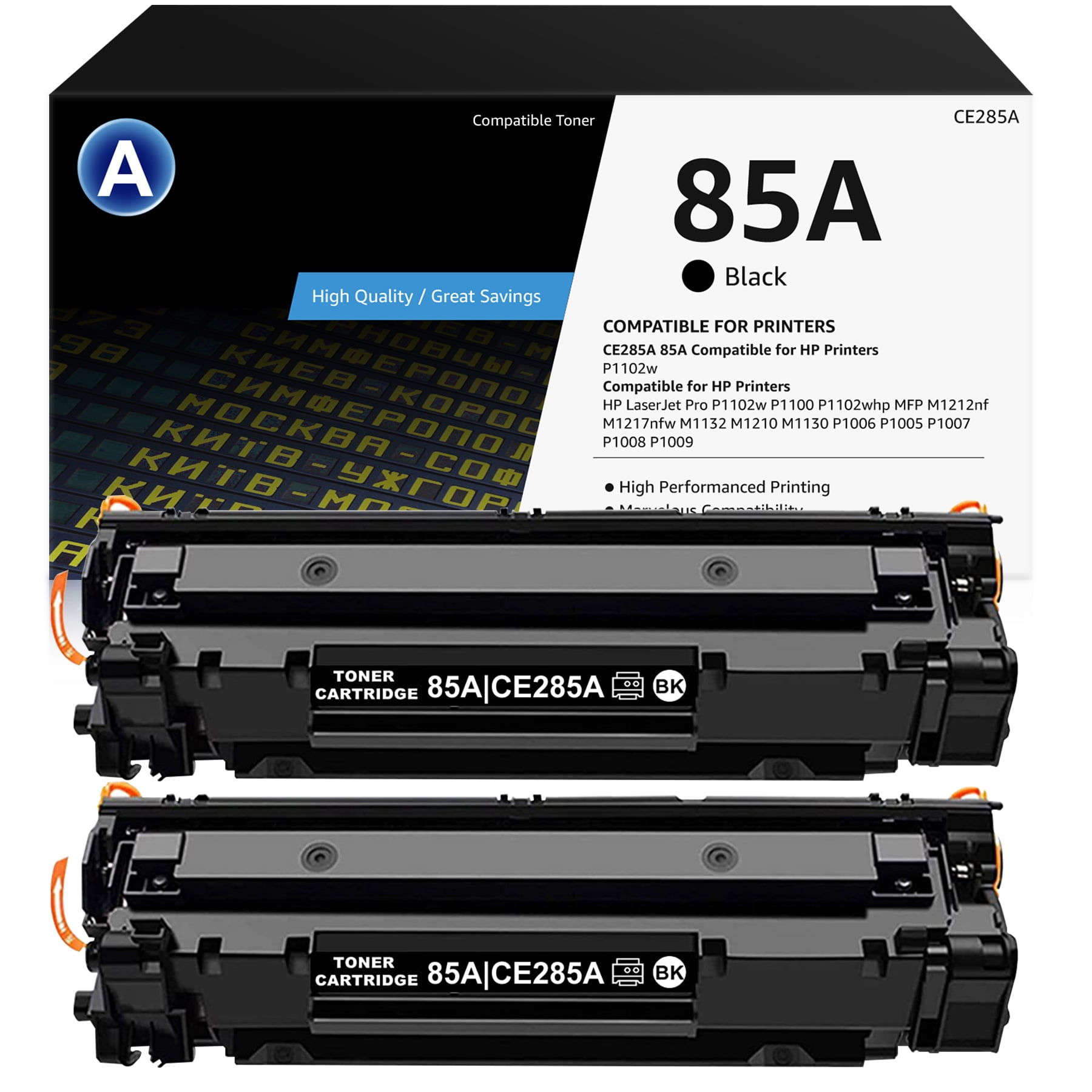 送料無料 通販 ファッション Black CE285A 85A HP Toner LaserJet for 2-Pack Cartridge プリンタアクセサリ