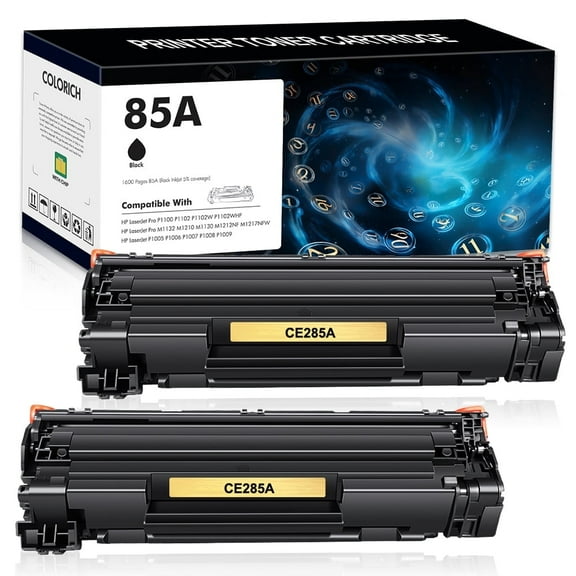 CE285A 85A Toner Cartridge Black Compatible for HP 85A CE285A CE285D use with HP Laserjet Pro P1102w P1102 1102w P1005 M1132 M1210 Printer Ink 2-Pack