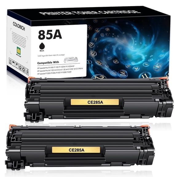 CE285A 85A Toner Cartridge Black Compatible for HP 85A CE285A CE285D use with HP Laserjet Pro P1102w P1102 1102w P1005 M1132 M1210 Printer Ink 2-Pack