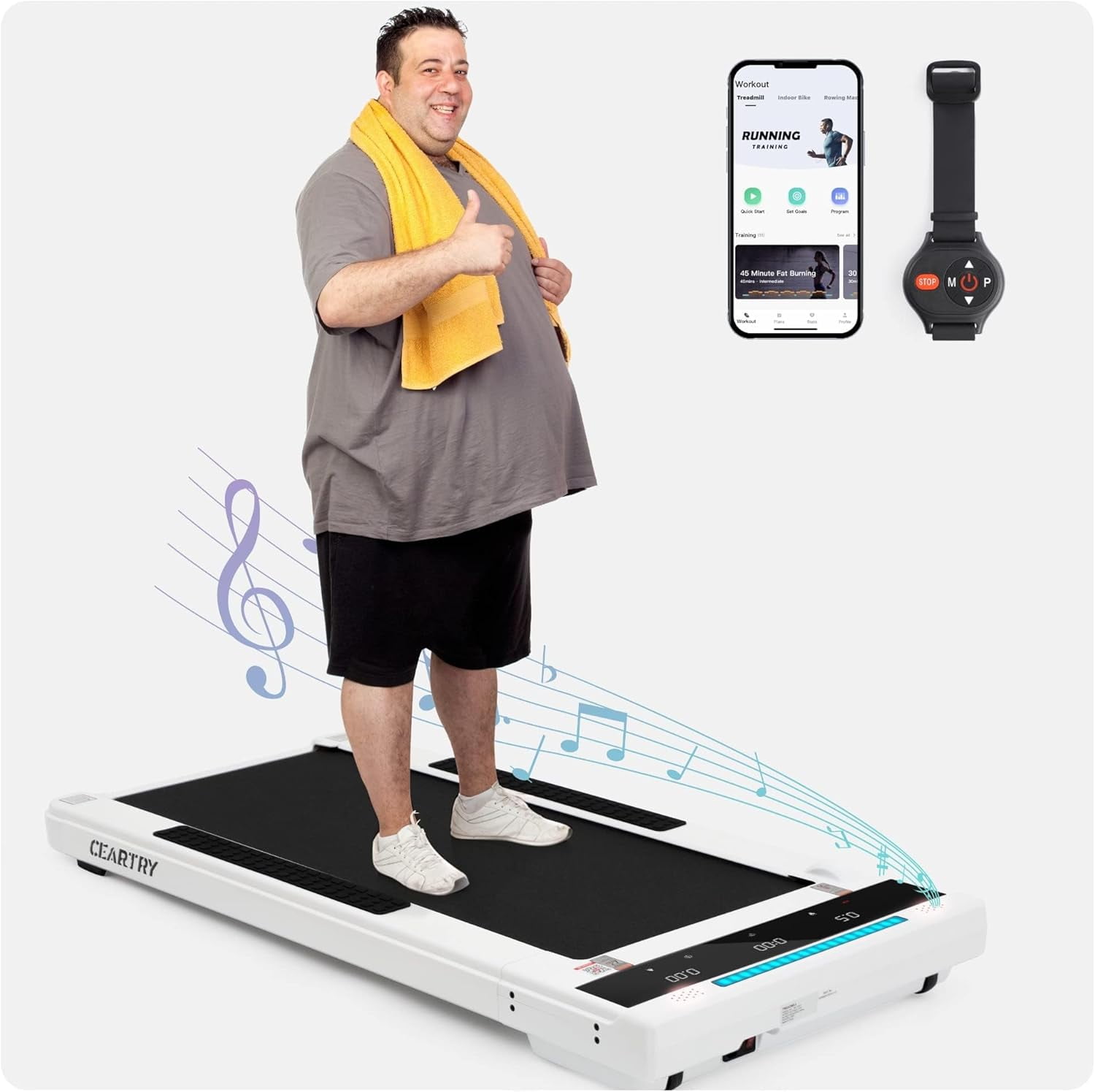 CEARTRY Walking Pad 300 lb Capacity, Under Desk Treadmill with App