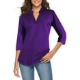 thumbnail image 1 of CEASIKERY Women's Blouse;3/4 Sleeve Tops;V Neck Casual Tunic;Loose Shirt, 1 of 13
