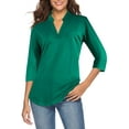 thumbnail image 1 of CEASIKERY Women's Blouse;3/4 Sleeve Tops;V Neck Casual Tunic;Loose Shirt, 1 of 12