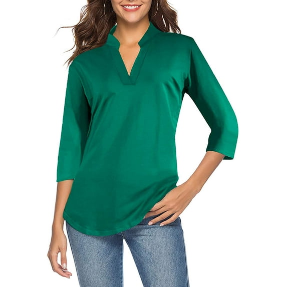 CEASIKERY Women's Blouse;3/4 Sleeve Tops;V Neck Casual Tunic;Loose Shirt