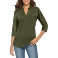 thumbnail image 1 of CEASIKERY Women's Blouse;3/4 Sleeve Tops;V Neck Casual Tunic;Loose Shirt, 1 of 13