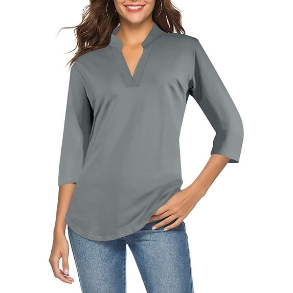 CEASIKERY Women's Blouse;3/4 Sleeve Tops;V Neck Casual Tunic;Loose Shirt