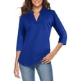 thumbnail image 1 of CEASIKERY Women's Blouse;3/4 Sleeve Tops;V Neck Casual Tunic;Loose Shirt, 1 of 12