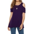 thumbnail image 1 of CEASIKERY Women's Casual Cold Shoulder Tunic Tops Loose Blouse Short Sleeve Shirts, 1 of 5