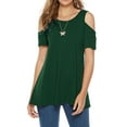 thumbnail image 1 of CEASIKERY Women's Casual Cold Shoulder Tunic Tops Loose Blouse Short Sleeve Shirts, 1 of 5