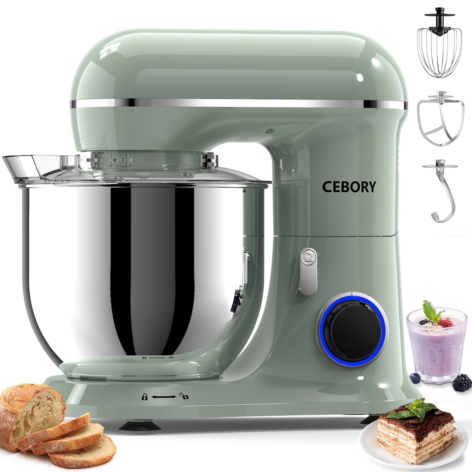 CEBORY 3-IN-1 Stand Mixer, 6.5 QT Tilt-Head 10-Speed Food Mixer, Kitchen Electric Mixer with Dough Hook, Beater, Whisk, Bowl for Most Home Cooks