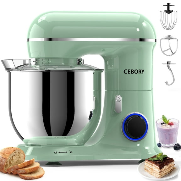 CEBORY 3-IN-1 Stand Mixer, 6.5 QT Tilt-Head 10-Speed Food Mixer, Kitchen Electric Mixer with Dough Hook, Beater, Whisk, Bowl for Most Home Cooks