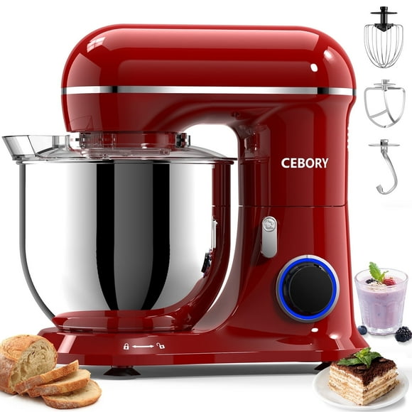 CEBORY 3-IN-1 Stand Mixer, 6.5 QT Tilt-Head 10-Speed Food Mixer, Kitchen Electric Mixer with Dough Hook, Beater, Whisk, Bowl for Most Home Cooks
