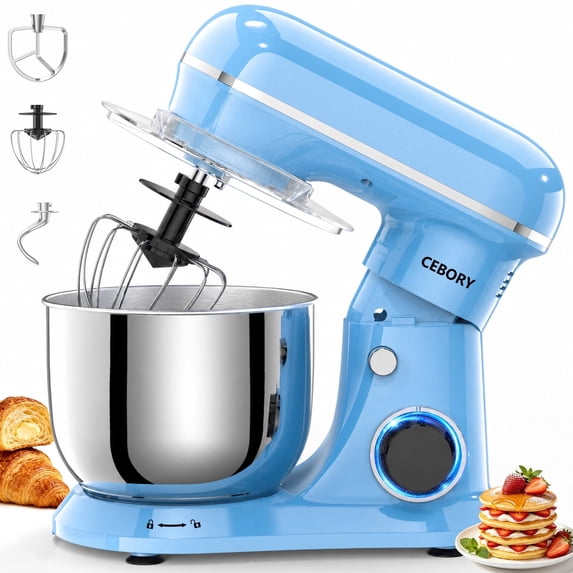 CEBORY 4 QT 3-in-1 Stand Mixer, 10-Speed Tilt-Head Electric Kitchen Mixer with Dough Hook, Beater, Whisk, and Stainless Steel Bowl for Home Baking