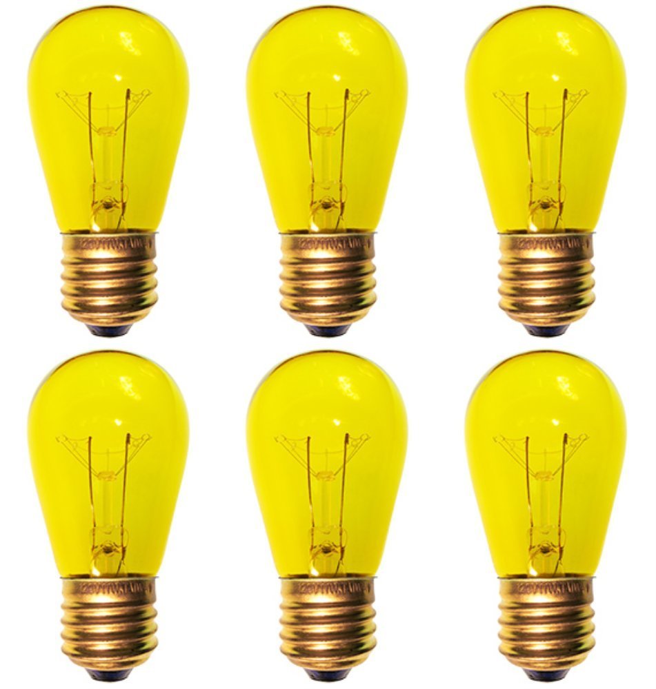 CEC Industries 11S14Y/120V (Yellow) Bulbs, 120 V, 11 W, E26 Base, S14