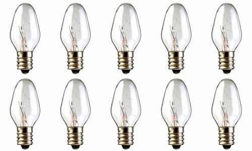 CEC Industries Low Wattage #7C7 130V Bulbs, 7 W, E12 Base, C-7 Shape ...