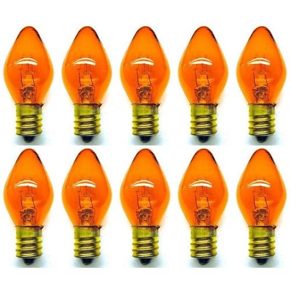 CEC Industries #7C7/TA/120V (Amber) Bulbs, 120 V, 7 W, E12 Base, C-7 shape (Box of 10)