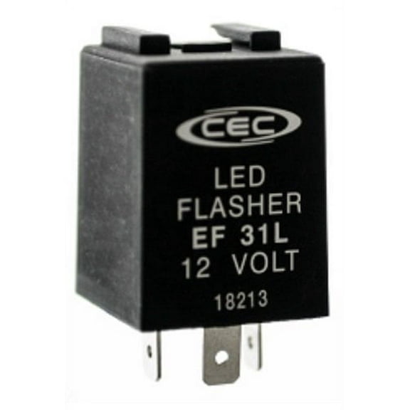 CEC Industries EF31L Electronic Turn Signal Flasher Relay, LED Compatible, 3 Prongs, 12 Volts