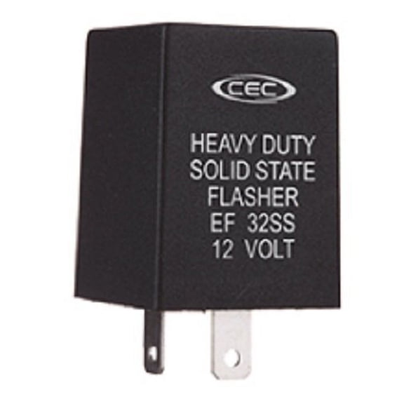 CEC Industries EF32SS Solid State Electronic Turn Signal Flasher Relay, LED Compatible, 2 Prongs, 12 Volts