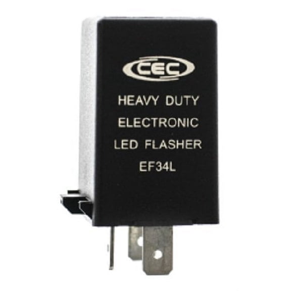 CEC Industries EF34L Electronic Turn Signal Flasher Relay, LED Compatible, 3 Prongs, 12 Volts