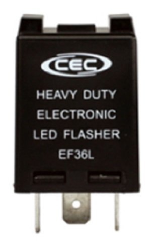 CEC Industries EF36L Electronic Turn Signal Flasher Relay, LED Compatible, 3 Prongs, 12 Volts