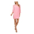 thumbnail image 1 of CECE Womens Pink Sheer Lined Keyhole Back Darted 3/4 Sleeve Round Neck Above The Knee Shift Dress M, 1 of 4