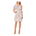 thumbnail image 1 of CECE Womens Purple Sheer Ruffled Lined Clip Dots Pullover Printed Short Sleeve Asymmetrical Neckline Above The Knee Shift Dress XL, 1 of 4