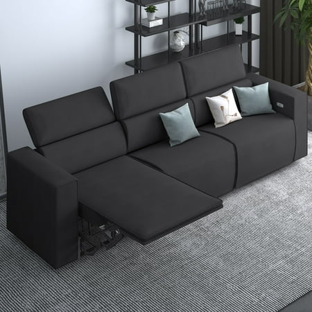 CECER 100"Recliner Couch, 3 Seater Sofa with USB Charging Port, Reclining Comfy Sofas and Couches for Living Room - Gray