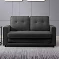 thumbnail image 1 of CECER Convertible Futon Sofa Bed, Upholstered Loveseat Sofa Couch, Linen Upholstered Sleeper Sofa, Futon Couch w/ Solid Wood Frame, Pull out sofa bed, Furniture for Living Room, Apartment, Dark Grey, 1 of 7