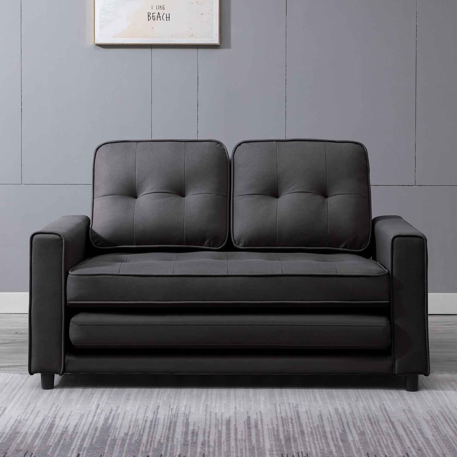 CECER Pull Out Sofa Bed, 3in1 Convertible Loveseat Sleeper Sofa with 2 Side Pockets, TriFold