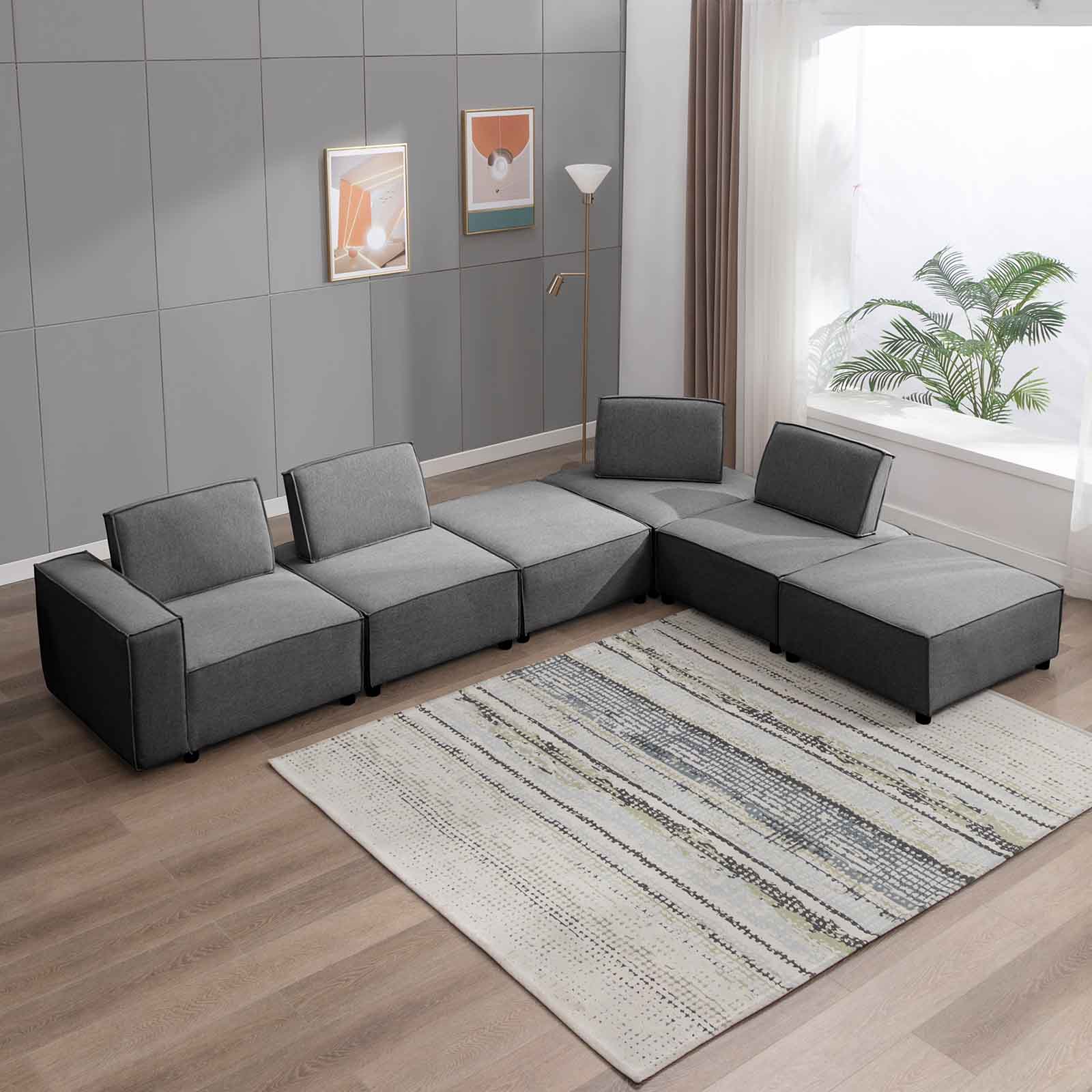 CECER U Shaped Modular Couches Set, Convertible Sectional Sofa with