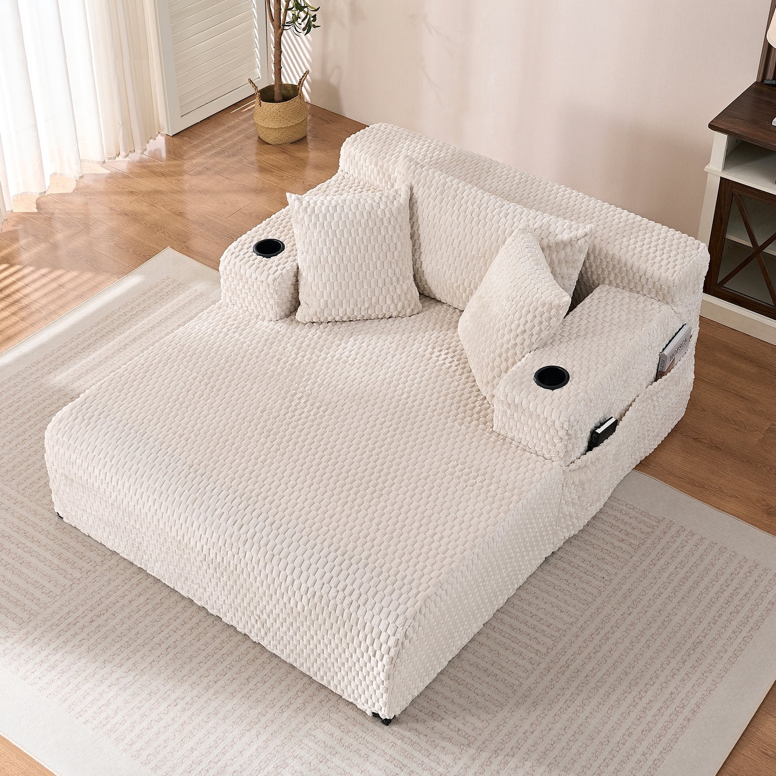 CECER Modern Velvet Tufted Chaise Lounge Chair with Storage, Accent ...